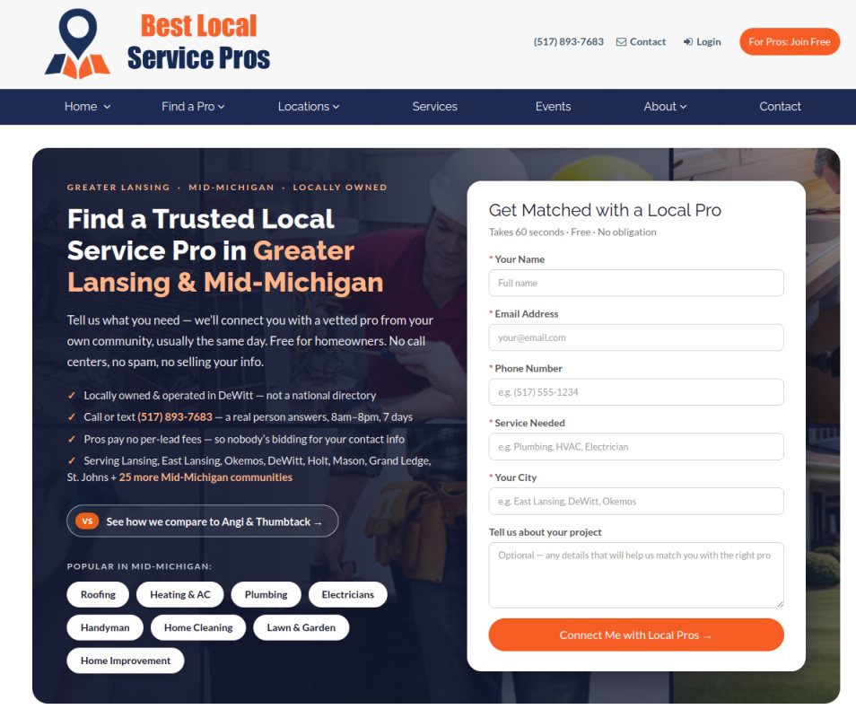 Work Best Local Service Pros home page