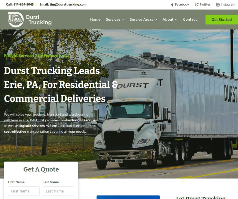 Work Durst Trucking home page